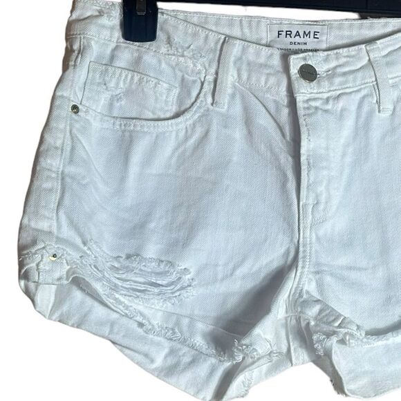 Frame Denim Le Grand Garçon Short Blanc Pike White Cotton Shorts Size 26 📦 - Picture 8 of 10